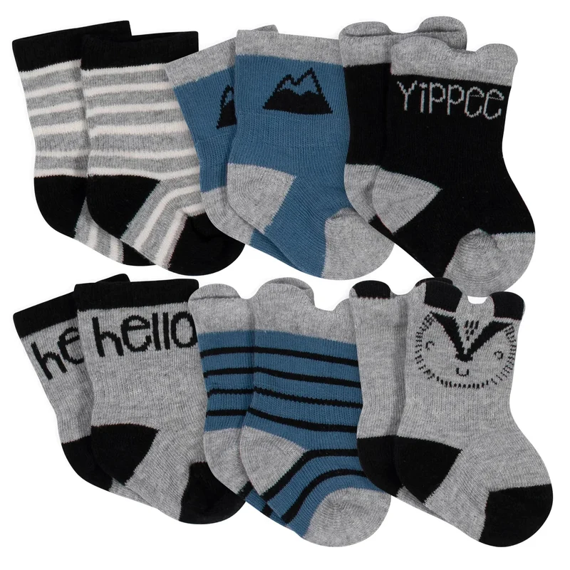 Gerber Childrenswear 6-Pack Baby Boys Badger Organic Wiggle Proof Socks 6/9
