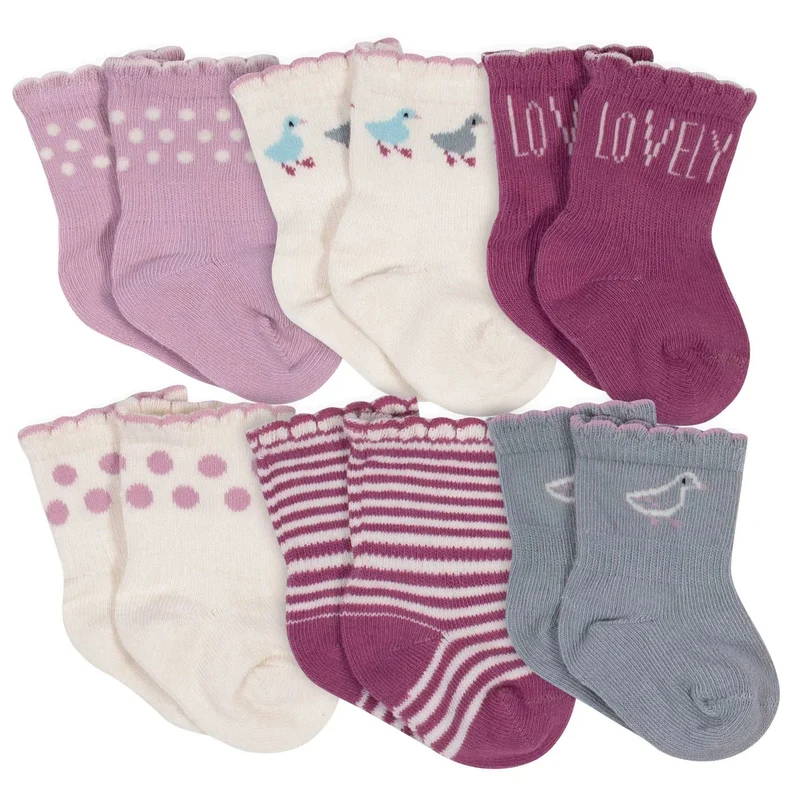 Gerber Childrenswear 6-Pack Baby Girls Ducklings Organic Wiggle Proof Socks