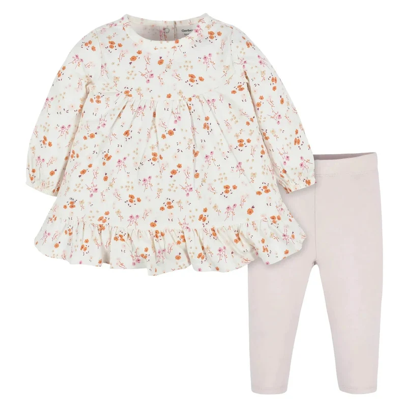 Gerber Childrenswear Purple Floral 2 Pc Set