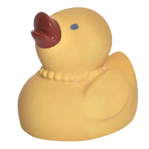 Tikiri Tara the Duck Organic Natural Rubber Teether, Rattle & Bath Toy