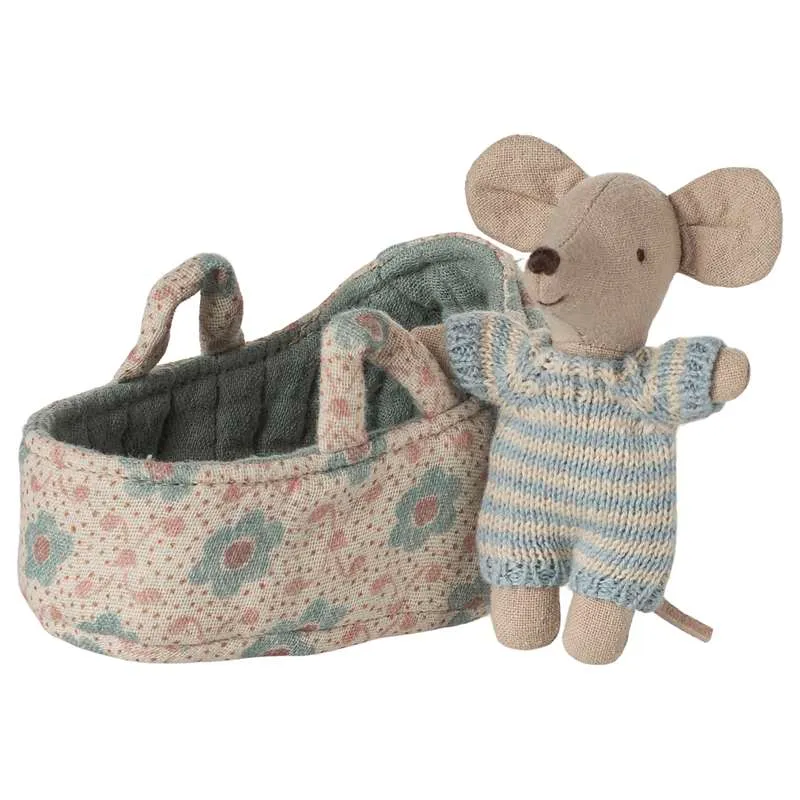 Maileg Baby mouse in baby lift - Blue