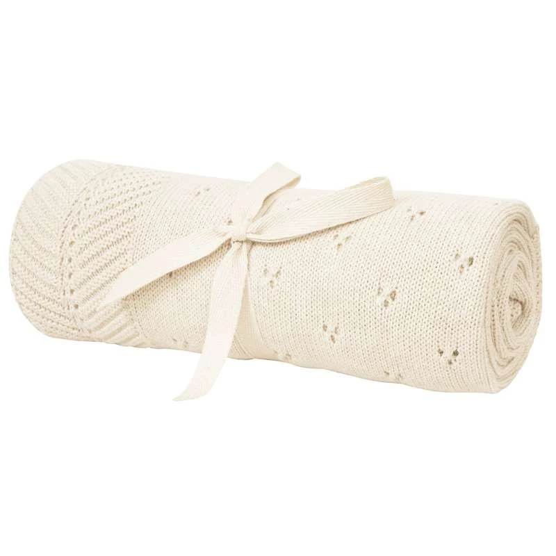 Oh'Natural Knitted Baby Blanket - Organic Cotton - 80x100 cm. - Swan