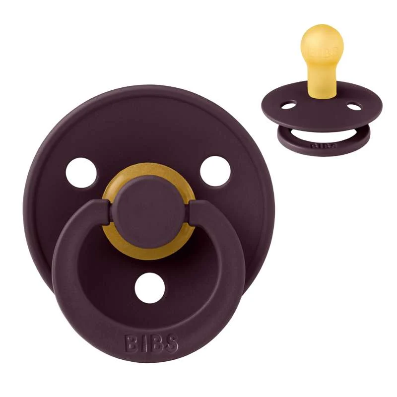 BIBS Round Colour Pacifier - Size 1 - Natural Rubber - Plum
