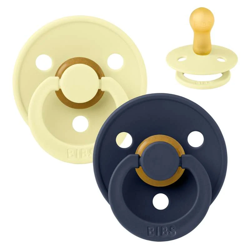 BIBS Rund Colour Napp - 2-Pack - Strl. 2 - Naturgummi - Luna/Deep Space