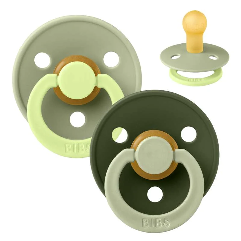 BIBS Rund Colour napp - Str. 1 - Naturgummi - Fusion Studio - Sage/Hunter Green Mix