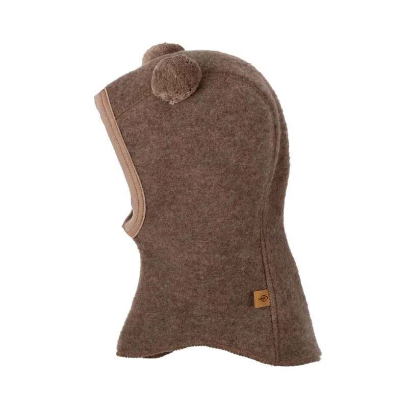 Pure Pure Elephant Hat with PomPoms - Wool/Fleece - Walnut
