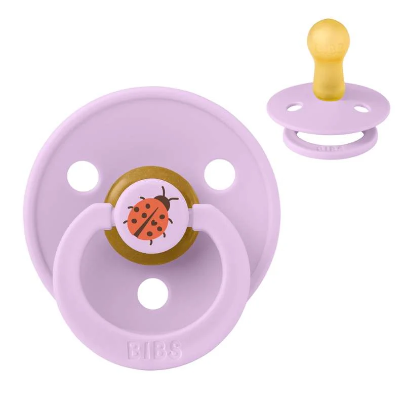BIBS Rund Colour Napp - Str. 2 - Naturgummi - Ladybug Studio - Violet Sky