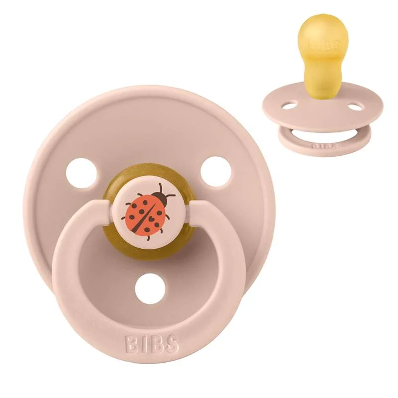 BIBS Rund Colour Napp - Strl. 3 - Naturgummi - Ladybug Studio - Blush
