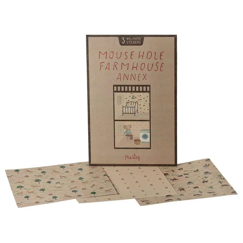 Maileg Wallpaper Stickers For Mouse Hole Farmhouse - Annex - 3 Pcs.