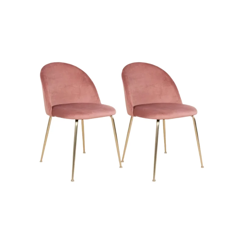 2-pack Geneve sammet rosa/mässing spisestol
