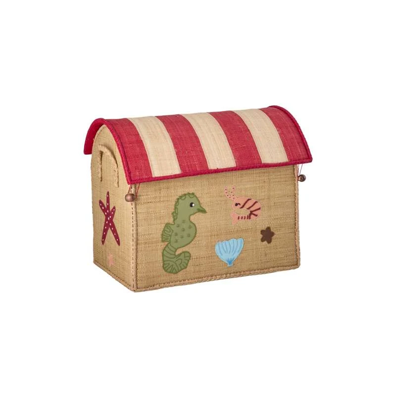 RICE Raffia Storage House - Ocean - Small