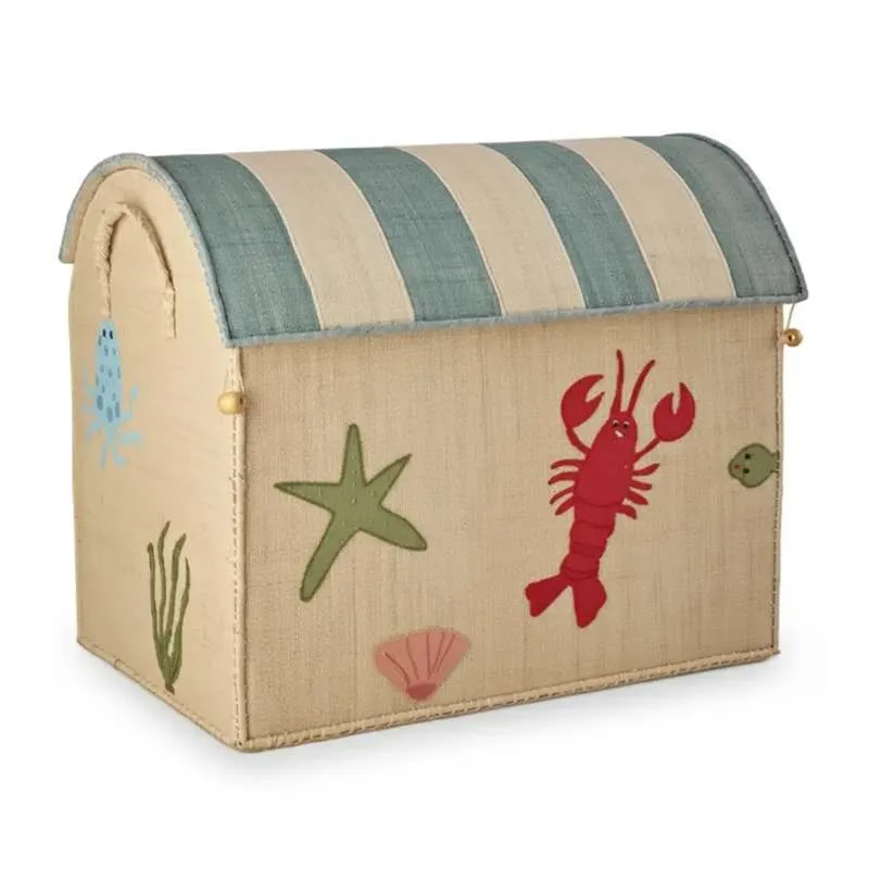 RICE Raffia Storage House - Ocean - Large