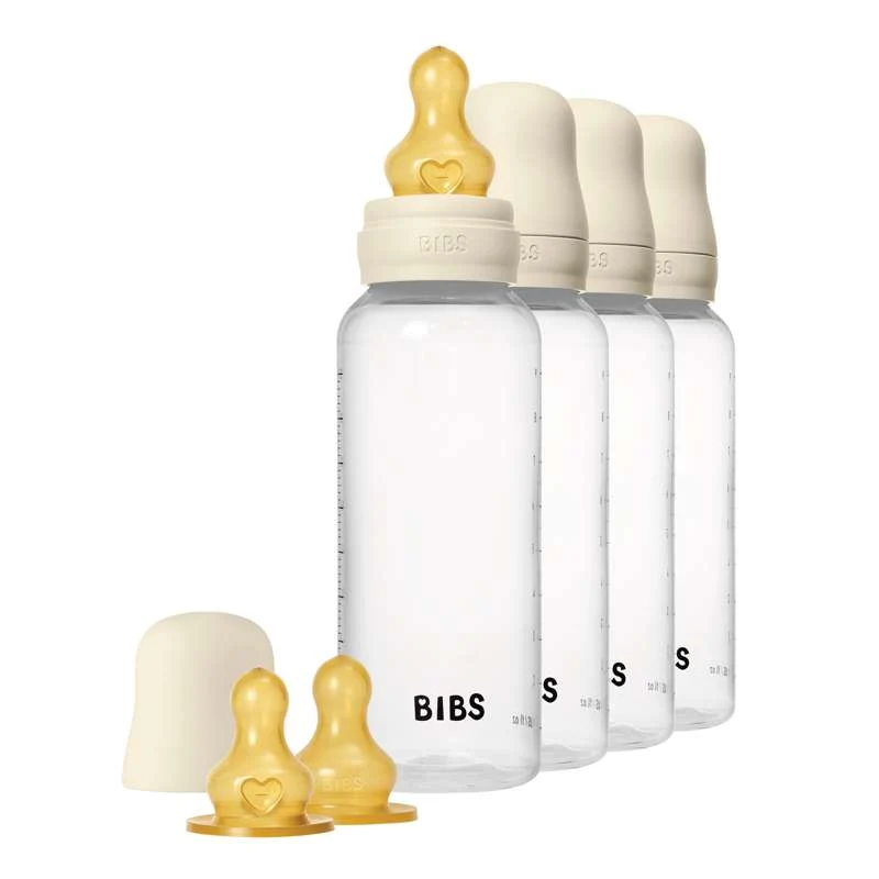 BIBS Bottle - Baby Bottle Set - 4 pcs. - Plastic - Natural Rubber - 270ml - Ivory