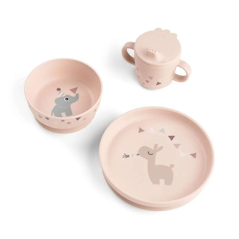 Done by Deer Foodie Dinner Sets with Suction Cup - Celebration - Powder
