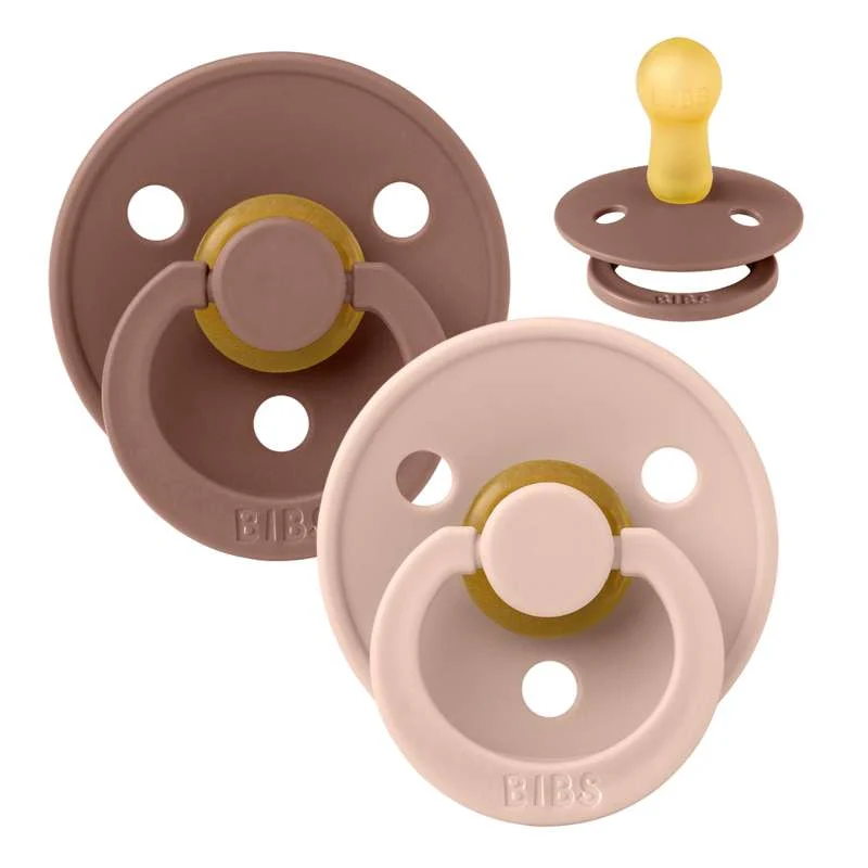 Bibs Round Colour Pacifier - 2-Pack - sz. 2 - natural rubber - Woodchuck/Blush