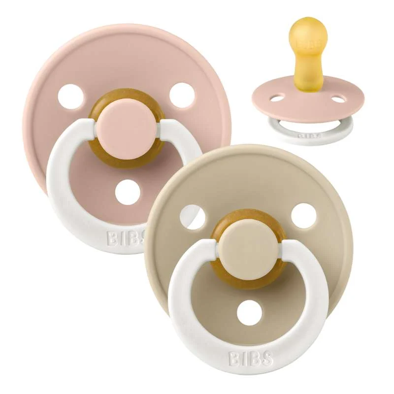 Bibs Round Colour Pacifier - 2-Pack - sz. 2 - natural rubber - GLOW - Blush/Vanilla