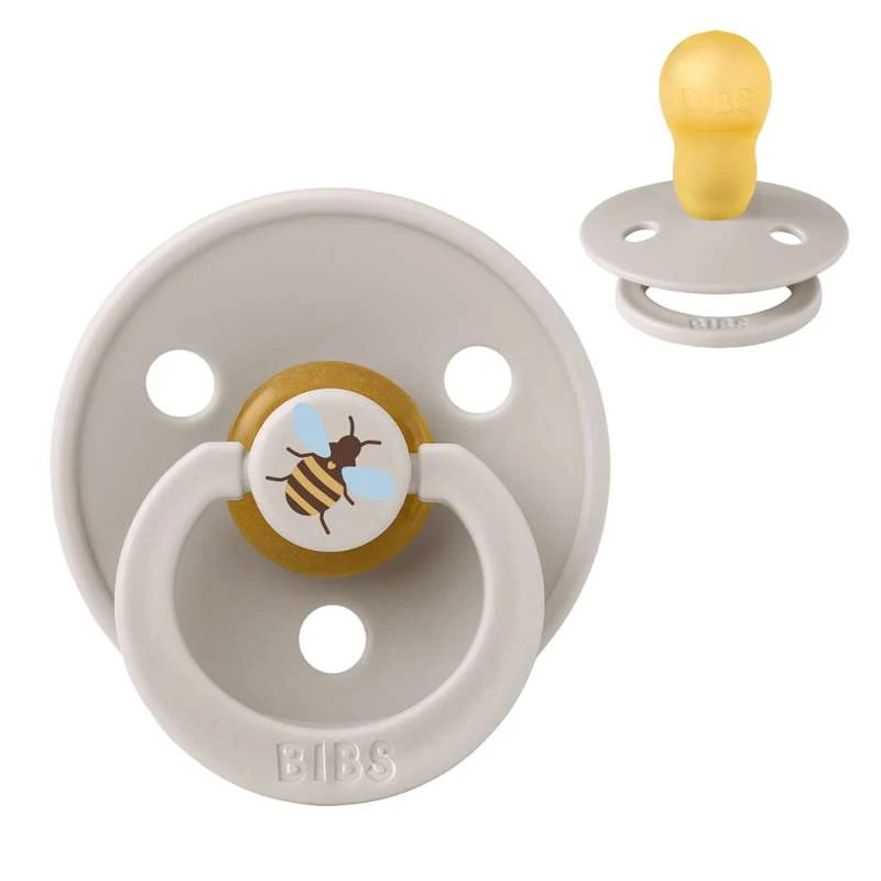 BIBS Round Colour Pacifier - Size 3 - Natural Rubber - Bumblebee Studio - Mushroom