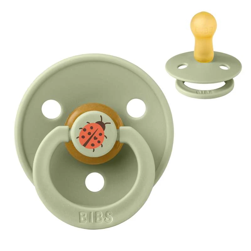 BIBS Rund Colour Napp - Strl. 2 - Naturgummi - Ladybug Studio - Sage
