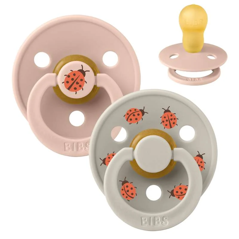 BIBS Rund Colour napp - 2-Pack - Str. 3 - Naturgummi - Ladybug Studio - Blush Mix