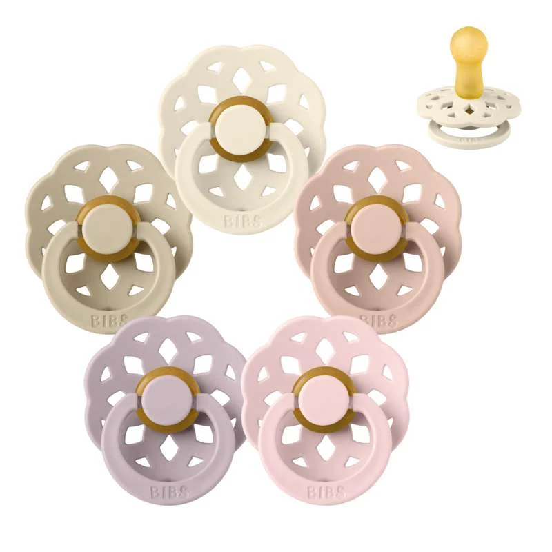 BIBS Round Boheme Pacifier - bundle - 5 pcs. - sz. 2 - Soft and Gentle