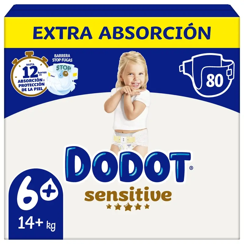 Dodot Sensitive Extra-Box Size 6+, 80 Nappies