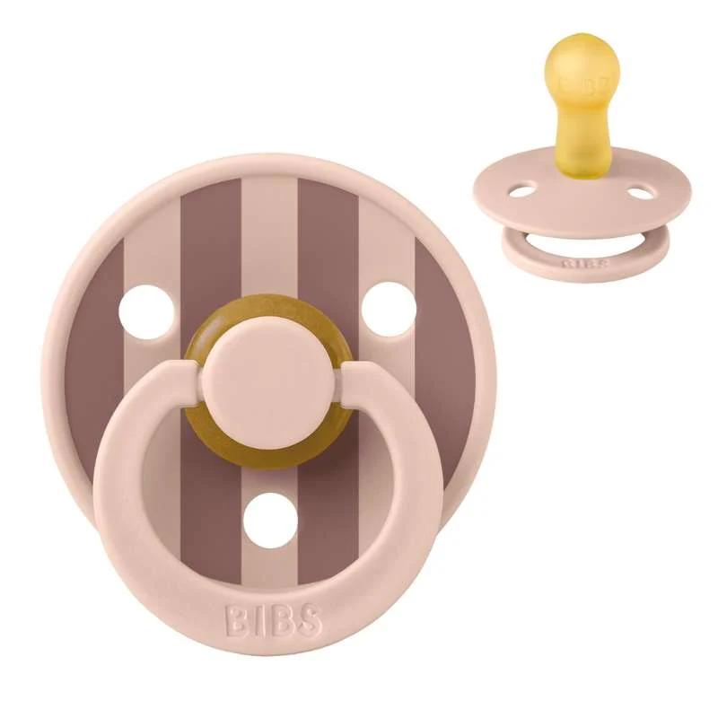 BIBS Rund Colour Napp - Str. 2 - Naturgummi - Block Studio - Blush/Woodchuck
