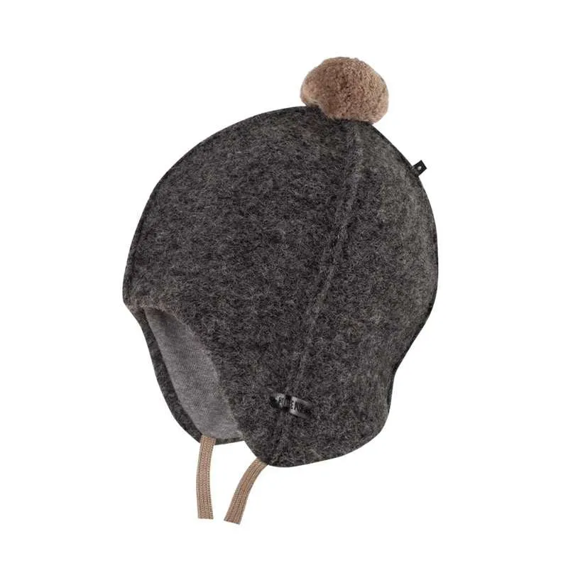 Pure Pure Beanie with Pompom - Wool - Grå Melange