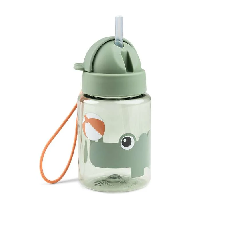 Done By Deer Water bottle with straw - Playground - Green
