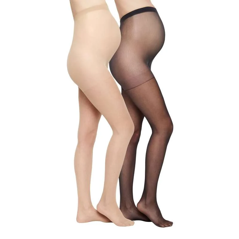 Mamalicious MLMALOU Maternity tights - 2-pack - Black/Tan