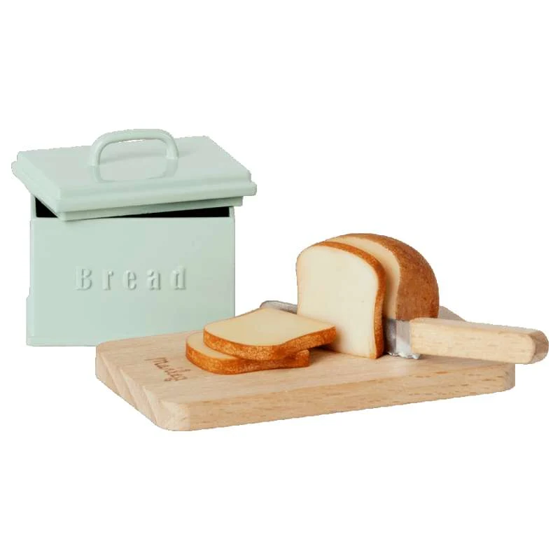 Maileg Bread box with cutting board and knife - Miniature