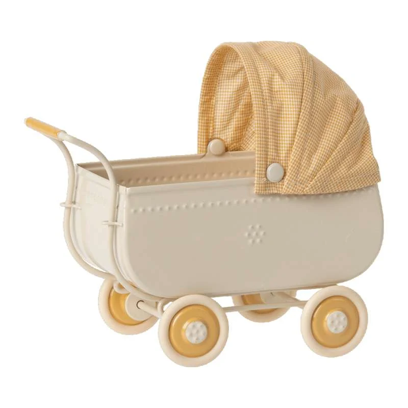 Maileg Vintage Baby Carriage with Bedding - Miniature - Yellow