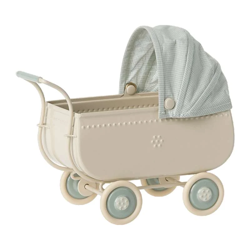 Maileg Vintage Pram with Bedding - Miniature - Blue