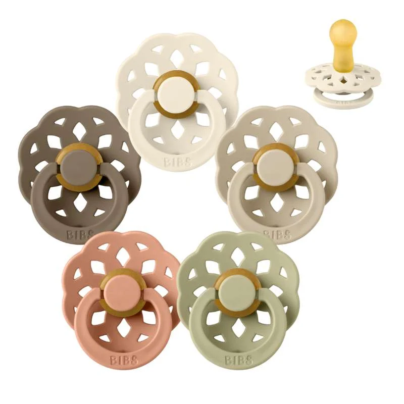 BIBS Round Boheme Pacifier - bundle - 5 pcs. - sz. 2 - Soft Autumn