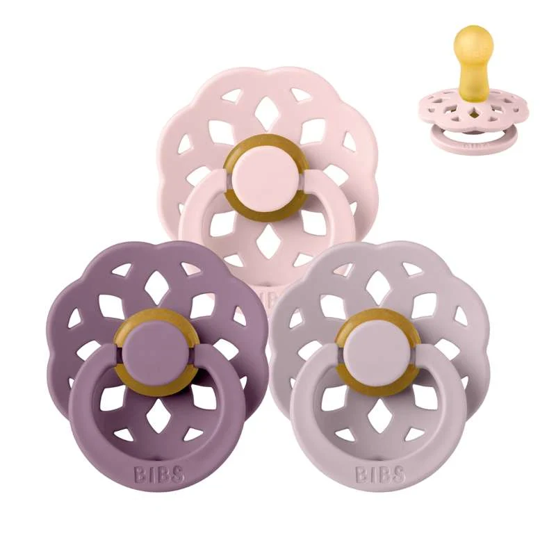 BIBS Round Boheme Pacifier - bundle - 3 pcs. - sz. 2 - Lovely Lilacs