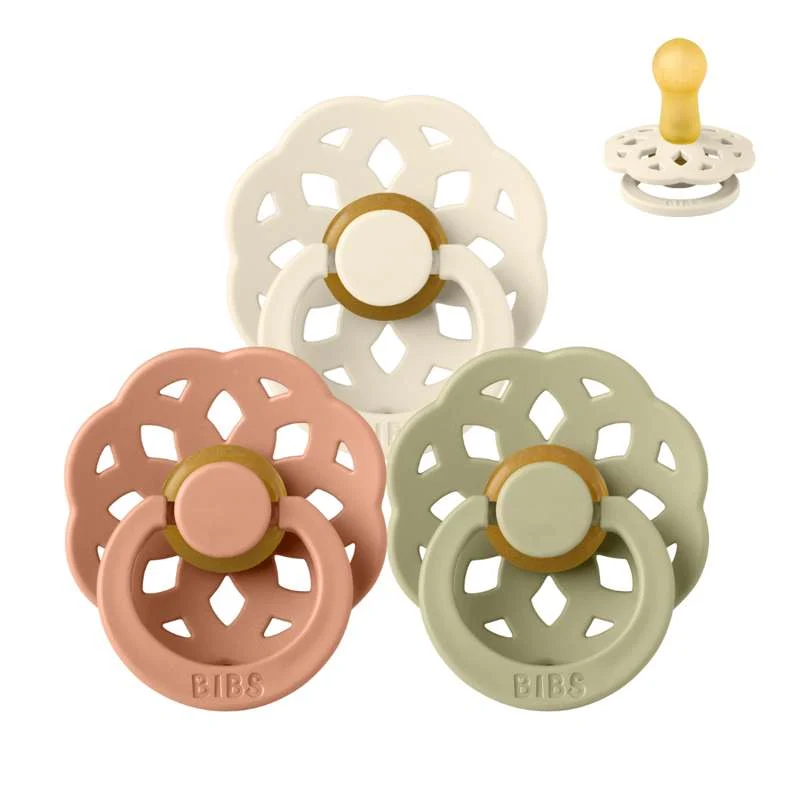 BIBS Round Boheme Pacifier - bundle - 3 pcs. - sz. 2 - Soft Autumn