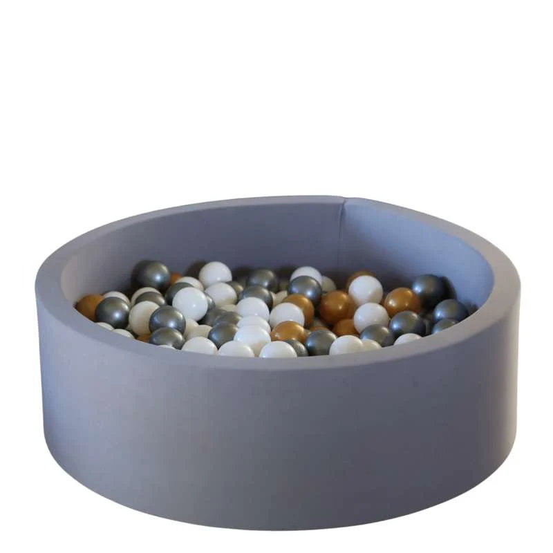 Kid'oh Ball Pit - Grey - w. 300 Balls - White/Golden/Silver