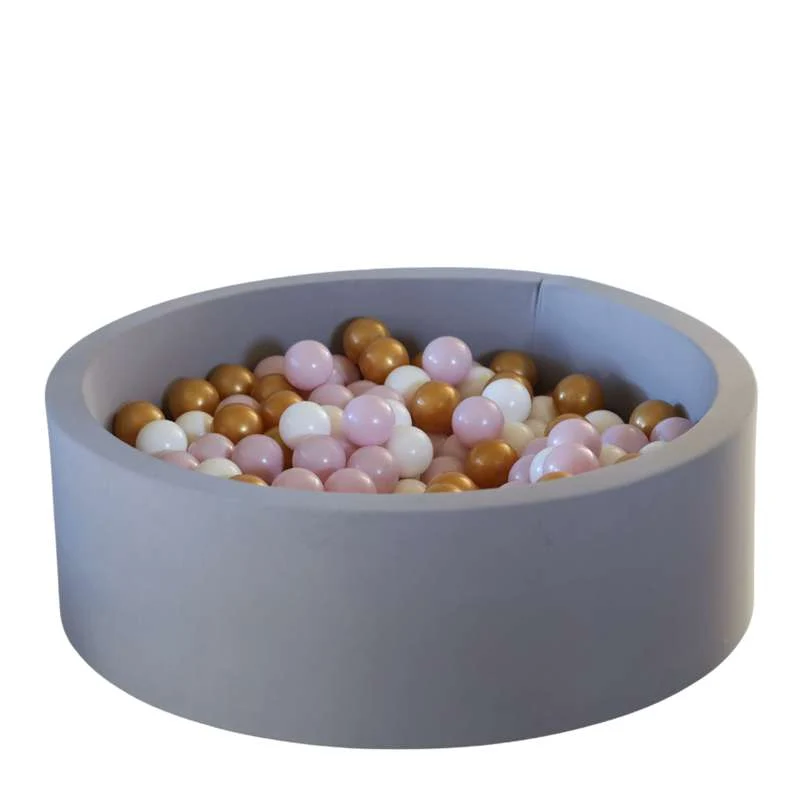 Kid'oh Ball Pit - Grey - with 300 Balls - White/Golden/Pink Pearl