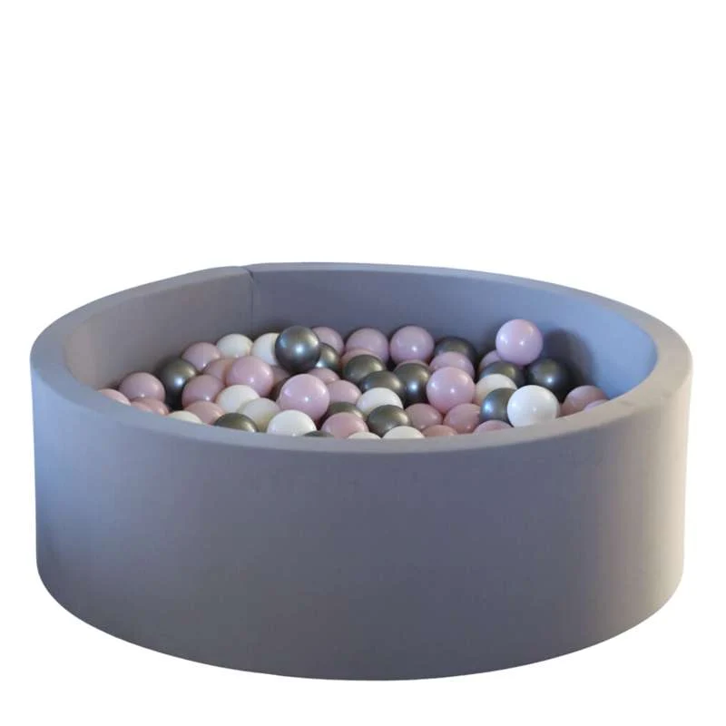 Kid'oh Ball Pit - Grey - with 300 Balls - White/Silver/Pink Pearl