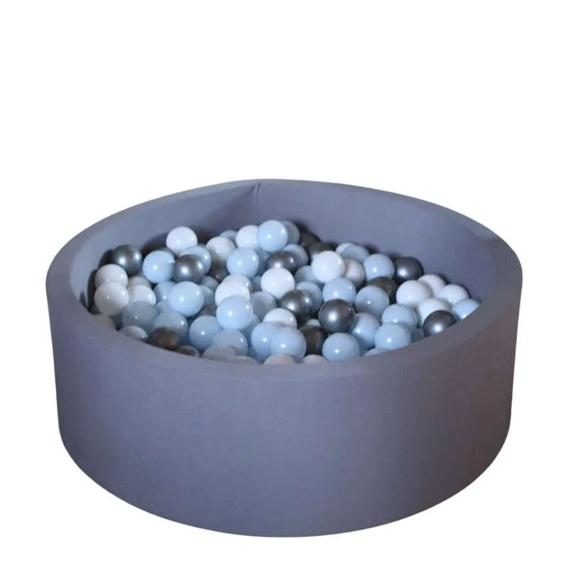 Kid'oh Ball Pit - Grey - with 300 Balls - White/Silver/Blue Pearl