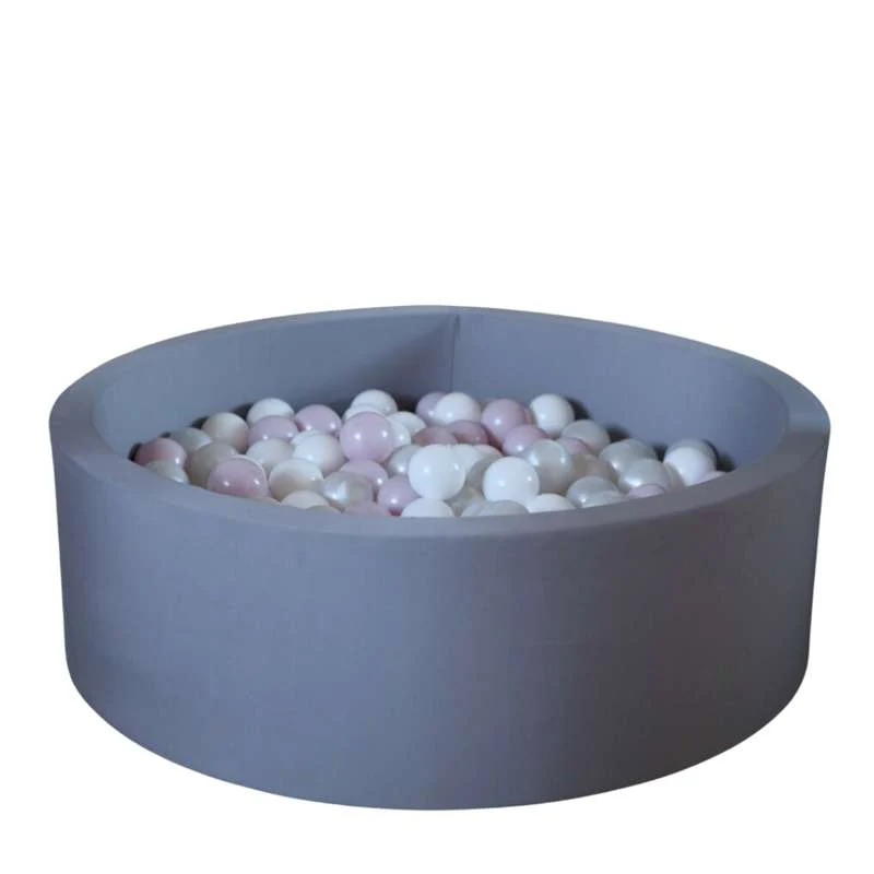 Kid'oh Ball Pit - Grey - w. 300 Balls - White/Pearl/Pink Pearl