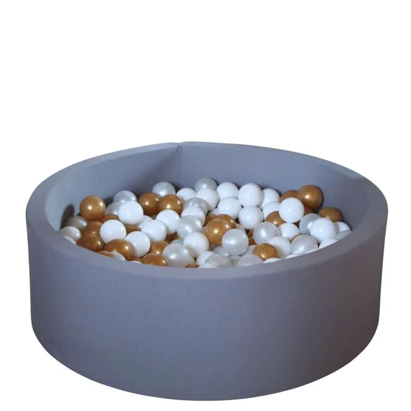 Kid'oh Ball Pit - Grey - with 300 Balls - White/Pearl/Golden