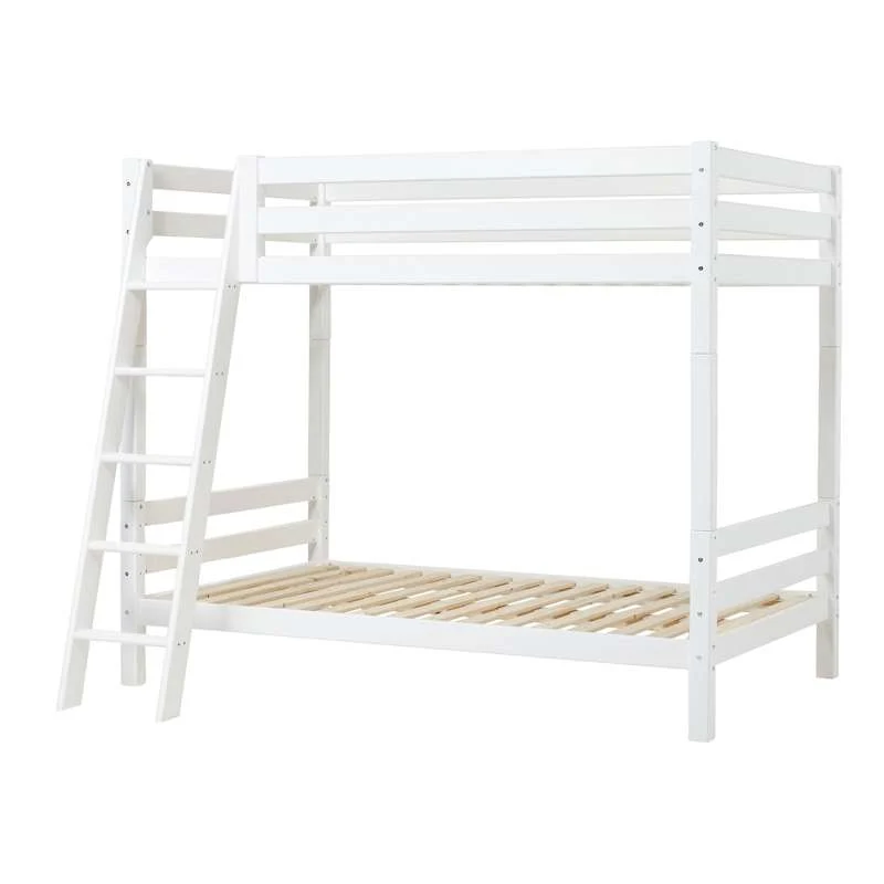 Hoppekids ECO Luxury - High Loft Bed - 120x200 cm. - Slanted Ladder - White