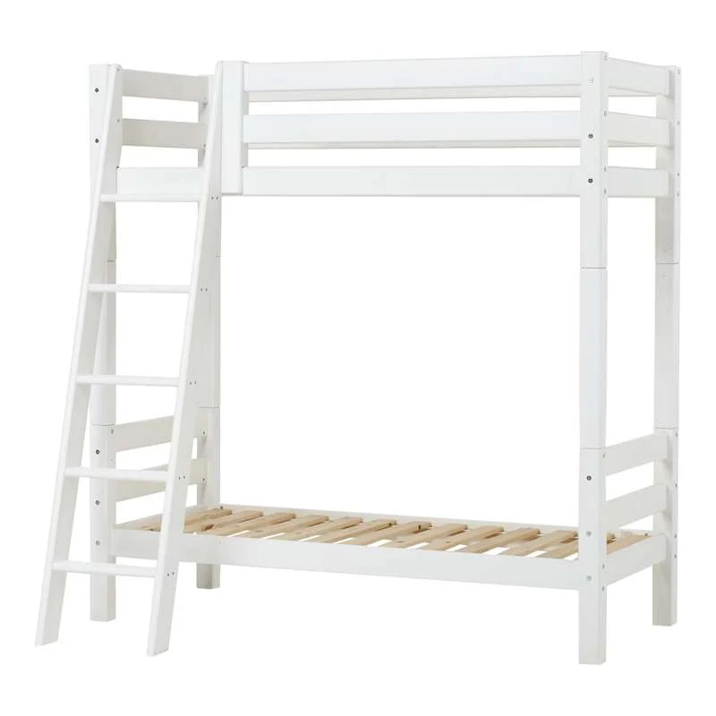 Hoppekids ECO Luxury - Hög Våningssäng - 70x160 cm. - Sned Stege - Vit