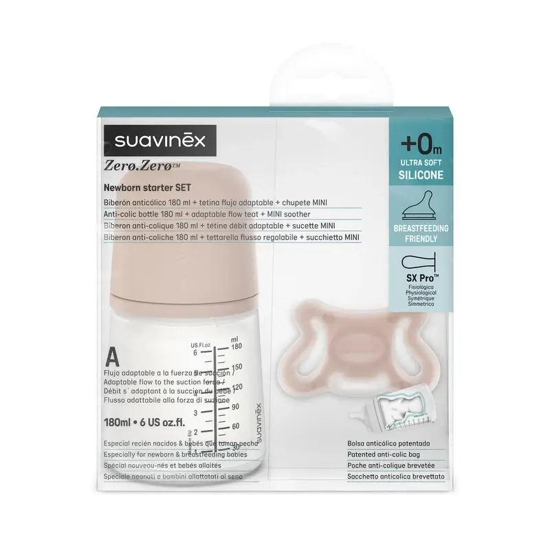 Suavinex Anti-colic Bottle + Soother Zero Zero. Medium