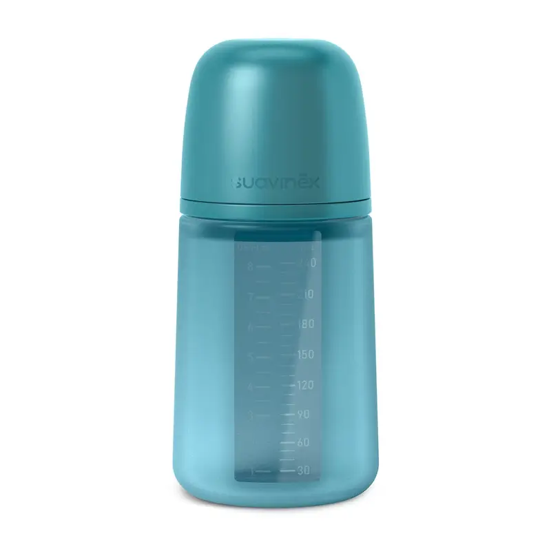 Suavinex Silicone Bottle 240 Ml, Medium Flow (M), +3 Months, Deep Ocean
