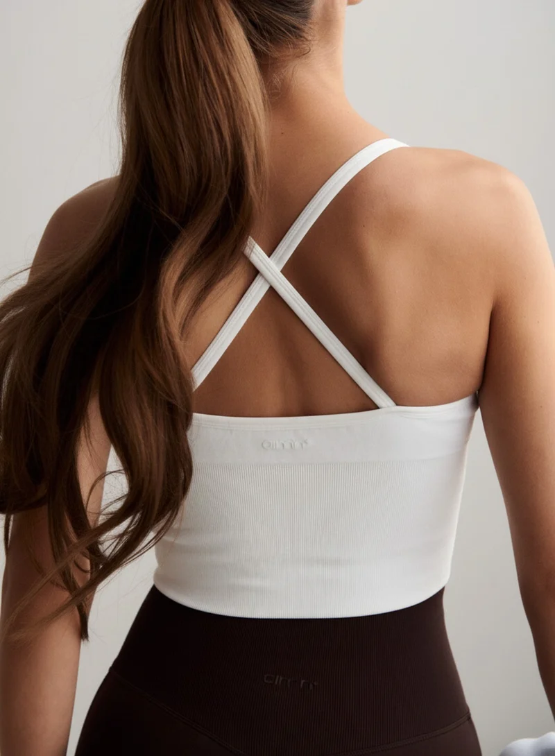 White Shape Seamless Cross Back Bralette