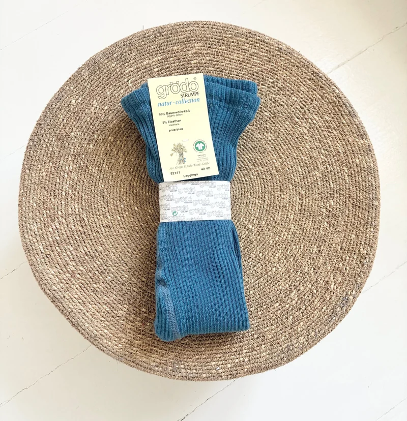 Grödo - strikkede leggings - bomuld - polarblå