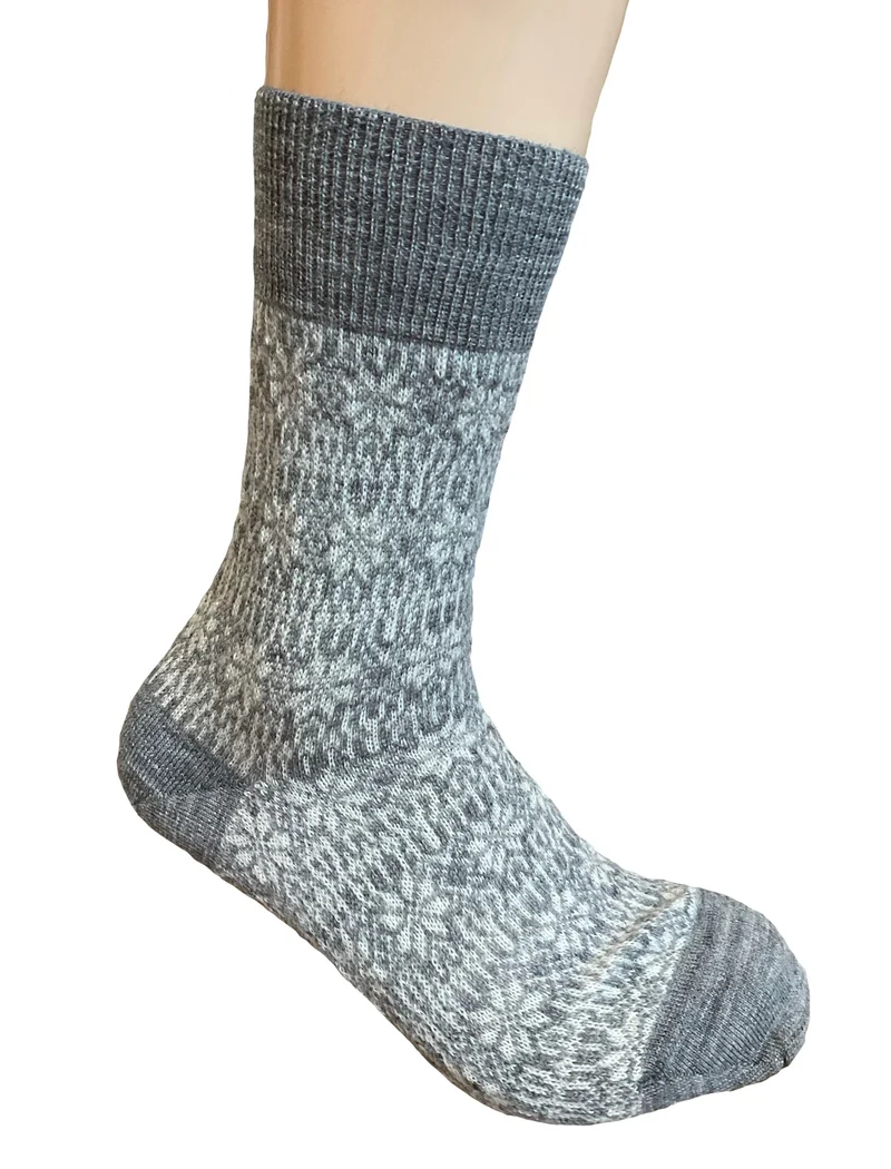 Hirsch - fintstrikkede uld-strømper - unisex - grå/natur