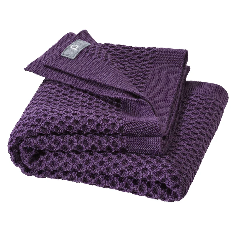 DISANA - babytæppe økologisk uld - honeycomb - aubergine/lilla