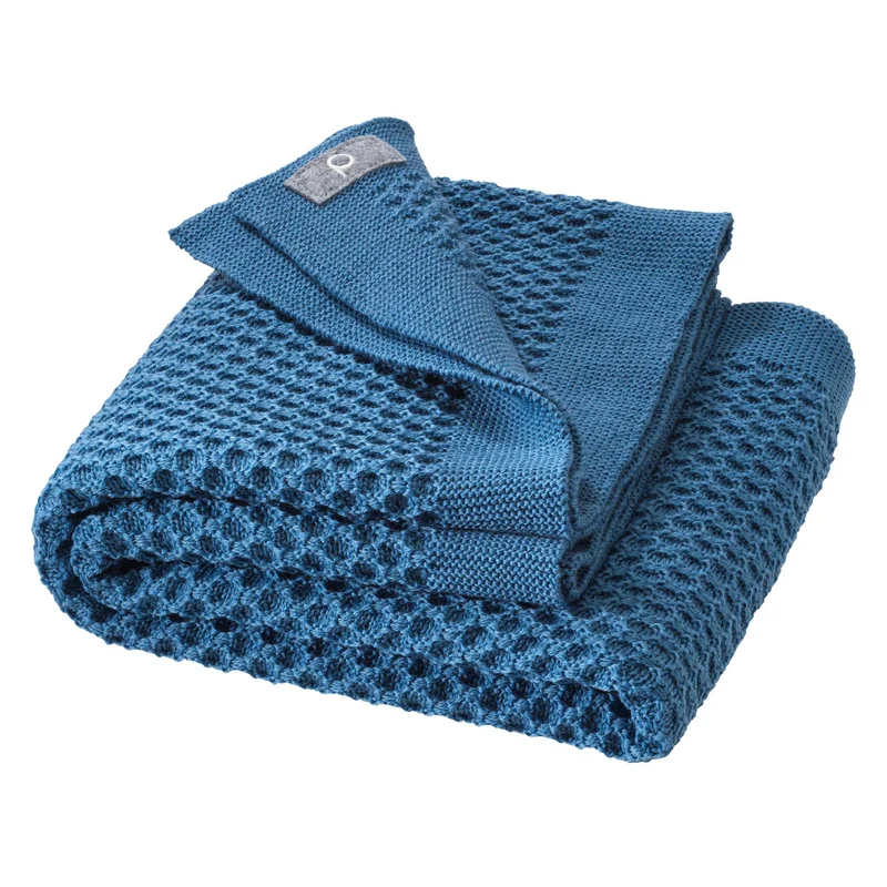 DISANA - babytæppe økologisk uld - honeycomb - dove blue